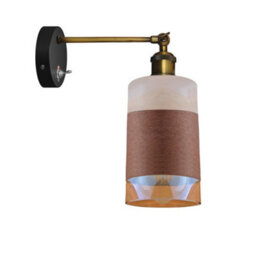 Vintage Wall Light With Adjustable Arm White And Brown Glass Shade On/off Switch Wall Lighting Fixtures Industrial Wall Sconce