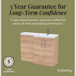 Balterley Right-Hand Bathroom Vanity And Wc Unit Combination With Basin - 1100mm - Woodgrain Light Oak With Brushed Pewter Handles - thumbnail 6
