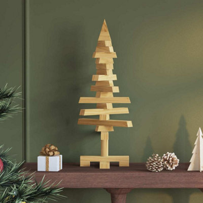 Vidaxl Wooden Christmas Tree With Stand Brown 60 Cm Solid Pine Wood - image 1