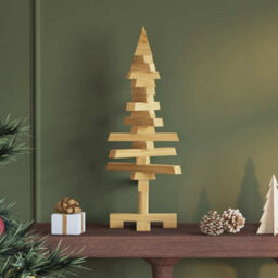 Vidaxl Wooden Christmas Tree With Stand Brown 60 Cm Solid Pine Wood - thumbnail 1