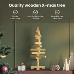 Vidaxl Wooden Christmas Tree With Stand Brown 60 Cm Solid Pine Wood - thumbnail 8