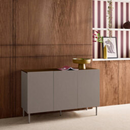Sweeek - Sideboard Metal And Wood Decor 3 Doors 120 Cm Grey And Walnut - Ashton - thumbnail 7