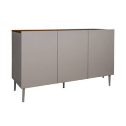 Sweeek - Sideboard Metal And Wood Decor 3 Doors 120 Cm Grey And Walnut - Ashton - thumbnail 2
