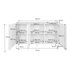Sweeek - Sideboard Metal And Wood Decor 3 Doors 120 Cm Grey And Walnut - Ashton - thumbnail 5