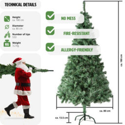 Tectake Christmas Tree - Artificial, Including Metal Stand With Plastic Feet - 180 Cm - Green - thumbnail 6