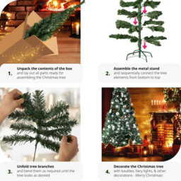 Tectake Christmas Tree - Artificial, Including Metal Stand With Plastic Feet - 180 Cm - Green - thumbnail 4