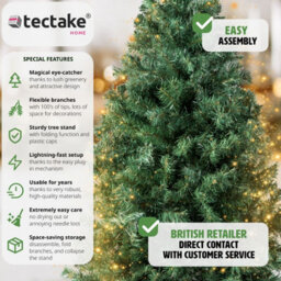 Tectake Christmas Tree - Artificial, Including Metal Stand With Plastic Feet - 180 Cm - Green - thumbnail 2