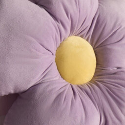 OHS Flower Cushion Filled Matte Velvet Plush Chair Sofa Pillow, Lilac Yellow - thumbnail 3