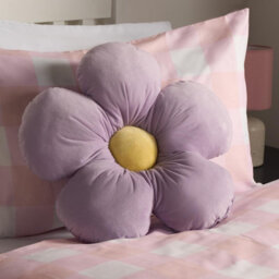 OHS Flower Cushion Filled Matte Velvet Plush Chair Sofa Pillow, Lilac Yellow - thumbnail 1