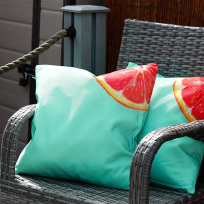 Gardenwize Pair Of Outdoor Garden Sofa Chair Furniture Scatter Cushions- Grapefruit - image 1