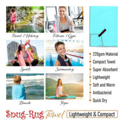 Snug Rug Microfibre Beach Towel Super Absorbent Quick Drying Lightweight Extra Large Xl 200 X 90Cm - Crystal Sea Blue - thumbnail 5