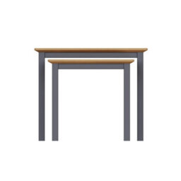 FWSTYLE Oak Nest Of 2 Tables Graphite Blue Ready Assembled - thumbnail 6