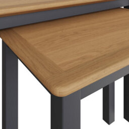 FWSTYLE Oak Nest Of 2 Tables Graphite Blue Ready Assembled - thumbnail 5