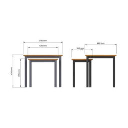 FWSTYLE Oak Nest Of 2 Tables Graphite Blue Ready Assembled - thumbnail 9