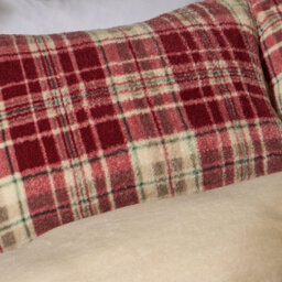 OHS Teddy Fleece Duvet Cover Set Pillowcase Bedding Check, Red - Single - thumbnail 3