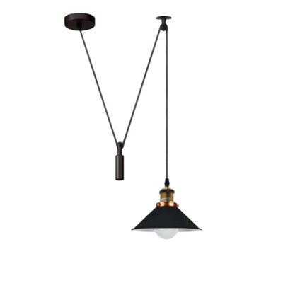 Black Industrial Pendant Light Vintage Edison 22Cm Metal Shade Adjustable 2M Cable Ceiling Lamp For Kitchen Island - image 1