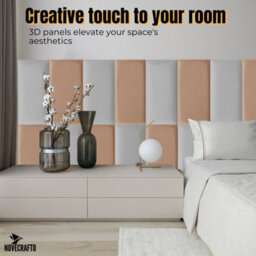 Novecrafto Velvet Padded Wall Panels Pack Of 6 With Adhesive 60 X 30 Cm - 3D Grey Upholstered Wall Mounted Headboards For Bedroom - thumbnail 5