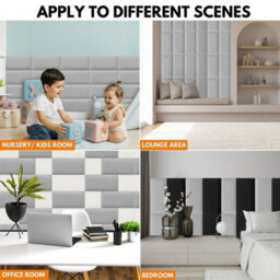 Novecrafto Velvet Padded Wall Panels Pack Of 6 With Adhesive 60 X 30 Cm - 3D Grey Upholstered Wall Mounted Headboards For Bedroom - thumbnail 9