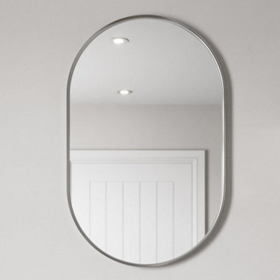 Aveli 500 X 800mm Chrome Wall Mounted Oval Framed Mirror Modern 4mm Glass Bathroom - image 1