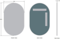 Aveli 500 X 800mm Chrome Wall Mounted Oval Framed Mirror Modern 4mm Glass Bathroom - thumbnail 4