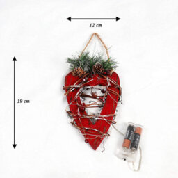 Shatchi 30Cm Red Heart Wooden Led Tree Tabletop Centrepiece Christmas Holiday Home Decoration With 20 Warm White Leds - thumbnail 6