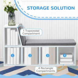 2 Tier Bookcase W/ Removable Cushions Storage Cabinet For Living Room - thumbnail 6