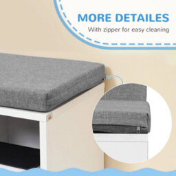 2 Tier Bookcase W/ Removable Cushions Storage Cabinet For Living Room - thumbnail 4