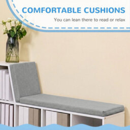 2 Tier Bookcase W/ Removable Cushions Storage Cabinet For Living Room - thumbnail 3
