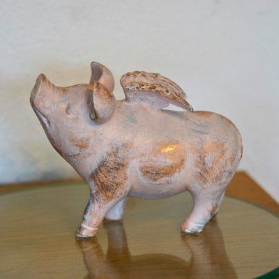 Burgess Flying Pig Resin Statue Farmyard Piglet Home Outdoor Ornament Decoration Piggy - image 1