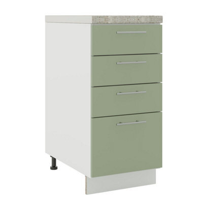 Jd Greta Adjustable Legs Kitchen Drawer Unit 400mm Storage Cabinet With Door Shelf 40Cm - Sage Green Matt With Worktop - image 1