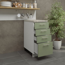 Jd Greta Adjustable Legs Kitchen Drawer Unit 400mm Storage Cabinet With Door Shelf 40Cm - Sage Green Matt With Worktop - thumbnail 3