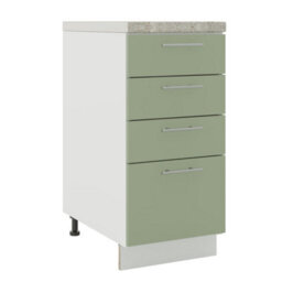 Jd Greta Adjustable Legs Kitchen Drawer Unit 400mm Storage Cabinet With Door Shelf 40Cm - Sage Green Matt With Worktop - thumbnail 1