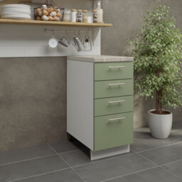 Jd Greta Adjustable Legs Kitchen Drawer Unit 400mm Storage Cabinet With Door Shelf 40Cm - Sage Green Matt With Worktop - thumbnail 2