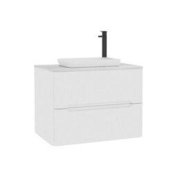 Royal Bathrooms Venice 700mm Gloss White Wall Mounted Bathroom Countertop Vanity Unit 2 Drawer With Qubix Basin - thumbnail 7