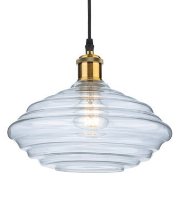 Luminosa Lighting Luminosa Logan Dome Pendant Light Antique Brass With Clear Glass