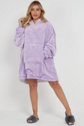 Homes & Linen Oversized Wearable Blanket Hoodie Teddy Fleece Fluffy Sherpa Hooded Sweatshirt Blanket With Pocket For Men & Women - thumbnail 2
