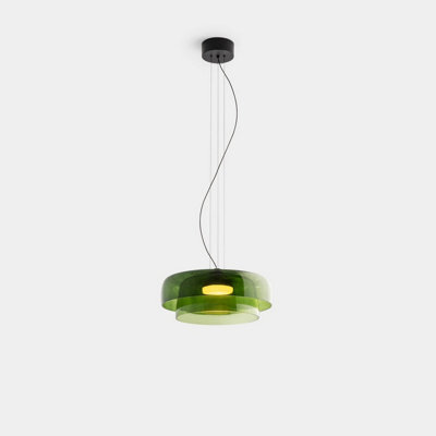 Luminosa Lighting Luminosa Levels Twin Dome 42Cm Dome Pendant Ceiling Light Black, Green Led 19W Cct 2700-3000-4000K Phase Cut Dimming - image 1