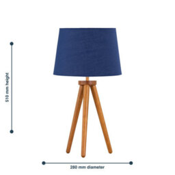 First Choice Lighting Voyage - Dark Oak Table Lamp Or Bedside Light With Navy Blue Shade - thumbnail 4