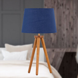 First Choice Lighting Voyage - Dark Oak Table Lamp Or Bedside Light With Navy Blue Shade - thumbnail 3