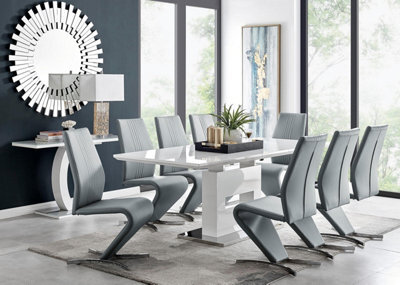 Furniturebox Uk Arezzo Large Extending Dining Table And 8 Grey Willow Chairs - image 1