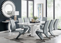 Furniturebox Uk Arezzo Large Extending Dining Table And 8 Grey Willow Chairs - thumbnail 1