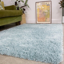 Loomed Duck Egg Blue Thick Soft Shaggy Area Rug 160X230Cm - thumbnail 2