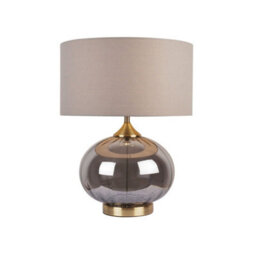 Pagazzi Lighting Pagazzi Acilia 1 Light Antique Brass And Smoked Glass Fluted Table Lamp - thumbnail 3