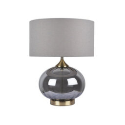 Pagazzi Lighting Pagazzi Acilia 1 Light Antique Brass And Smoked Glass Fluted Table Lamp - thumbnail 2