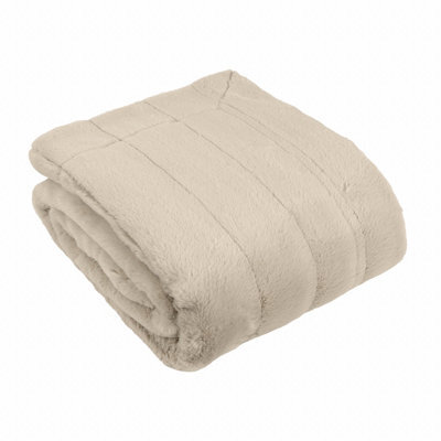 Paoletti Empress Faux Fur Throw, Oatmeal, 130 X 180Cm - image 1