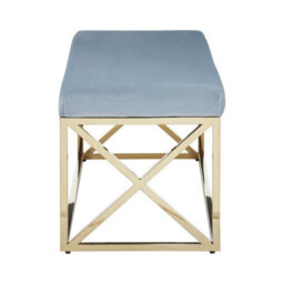 Orsina Luxe Powder Blue Velvet And Gold Bench, Stylish Garden Bench For Outdoor, Accent Dining Bench For Diningroom - thumbnail 5