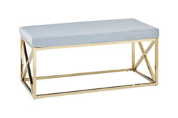 Orsina Luxe Powder Blue Velvet And Gold Bench, Stylish Garden Bench For Outdoor, Accent Dining Bench For Diningroom - thumbnail 4