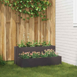 Berkfield Modern Garden Planter Black 100 X 60 X 45 Cm Steel - thumbnail 2