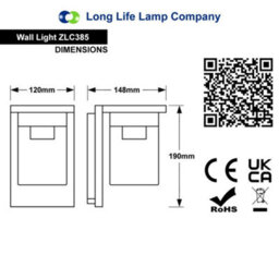 Long Life Lamps Company Outdoor Wall Light Lantern Black Clear Lamp Shade Zlc385 With 4W Led Warm White - thumbnail 2