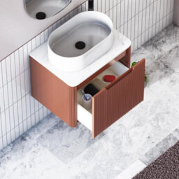 Royal Bathrooms Avenza 600mm Terracotta Clay Wall Hung Bathroom Countertop Vanity Unit 1 Drawer With Peak Basin - thumbnail 5